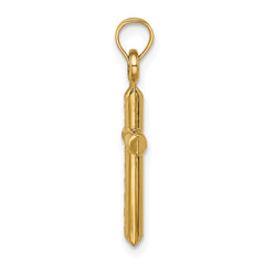 14k Hollow Diamond-cut Cross Pendant