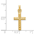 14k Hollow Diamond-cut Cross Pendant