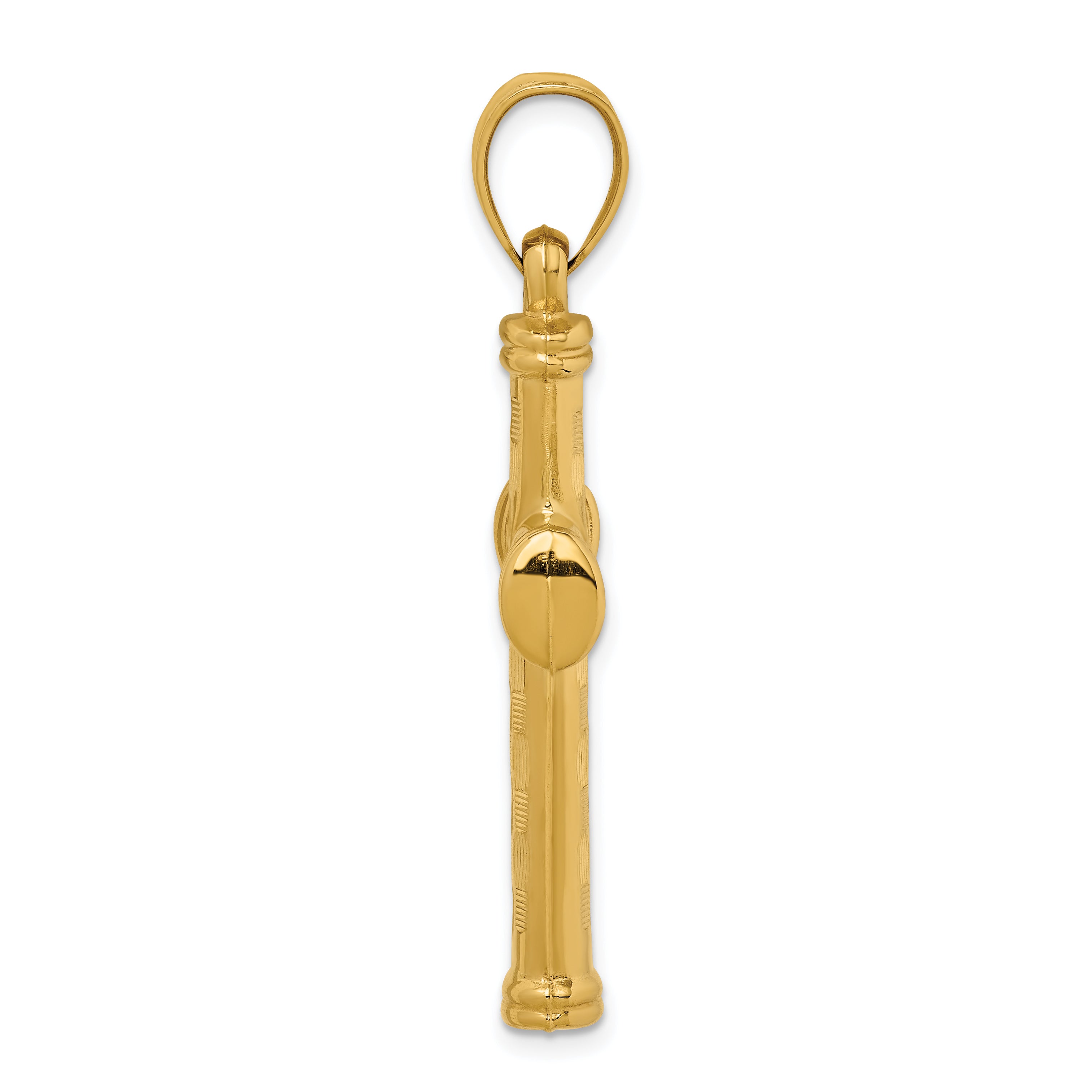 14k Hollow Diamond-cut Cross Pendant