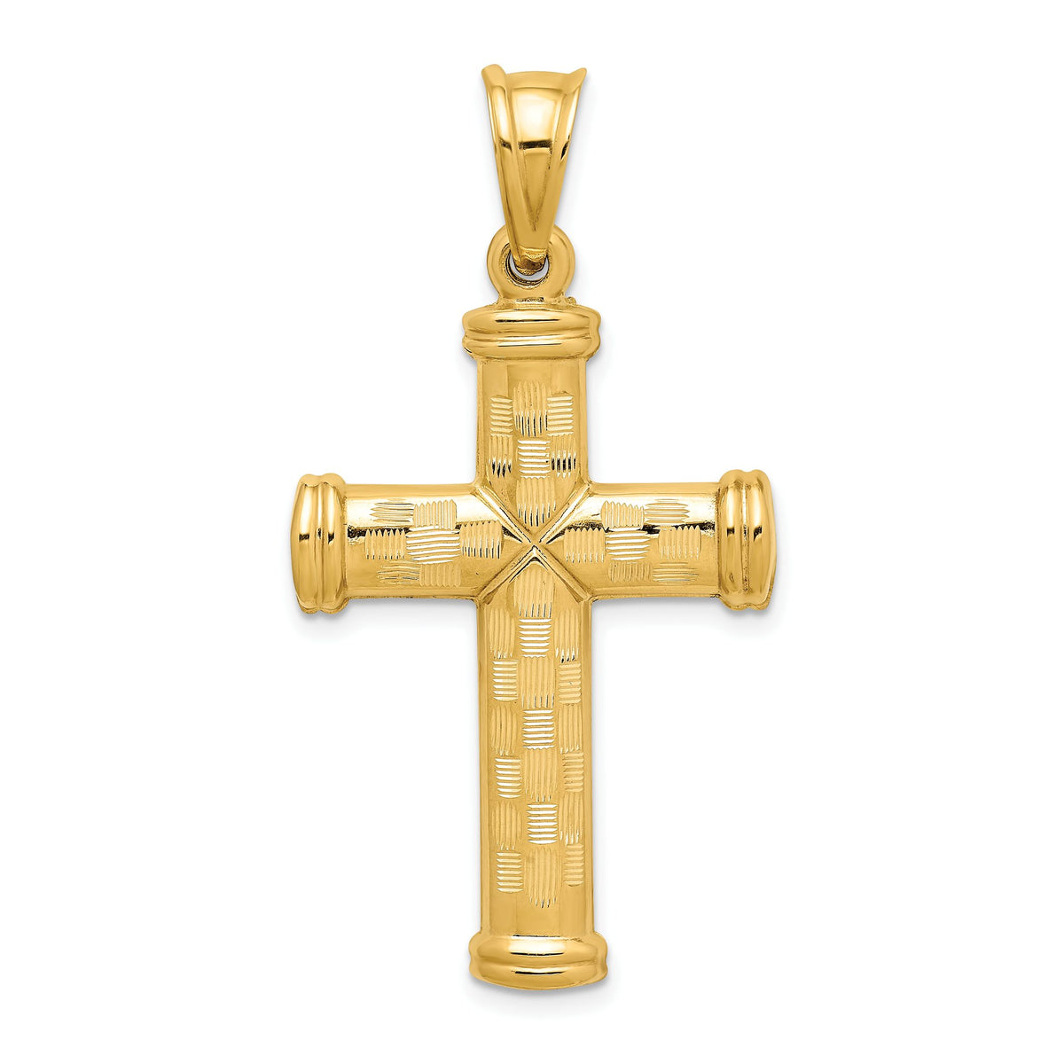 Cross Pendant in 14K Yellow Gold, 44mm Diamond-Cut - Sophia Jewelers Main image