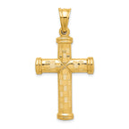 14k Hollow Diamond-cut Cross Pendant