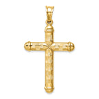 14k Hollow Diamond-cut Cross Pendant