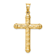 14k Hollow Diamond-cut Cross Pendant