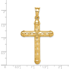 14k Hollow Diamond-cut Cross Pendant