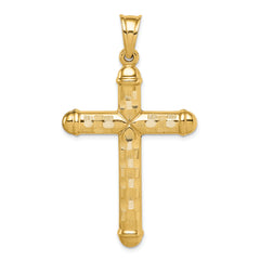 14k Hollow Diamond-cut Cross Pendant