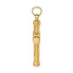 14k Hollow Diamond-cut Cross Pendant