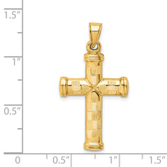 14k Hollow Diamond-cut Cross Pendant