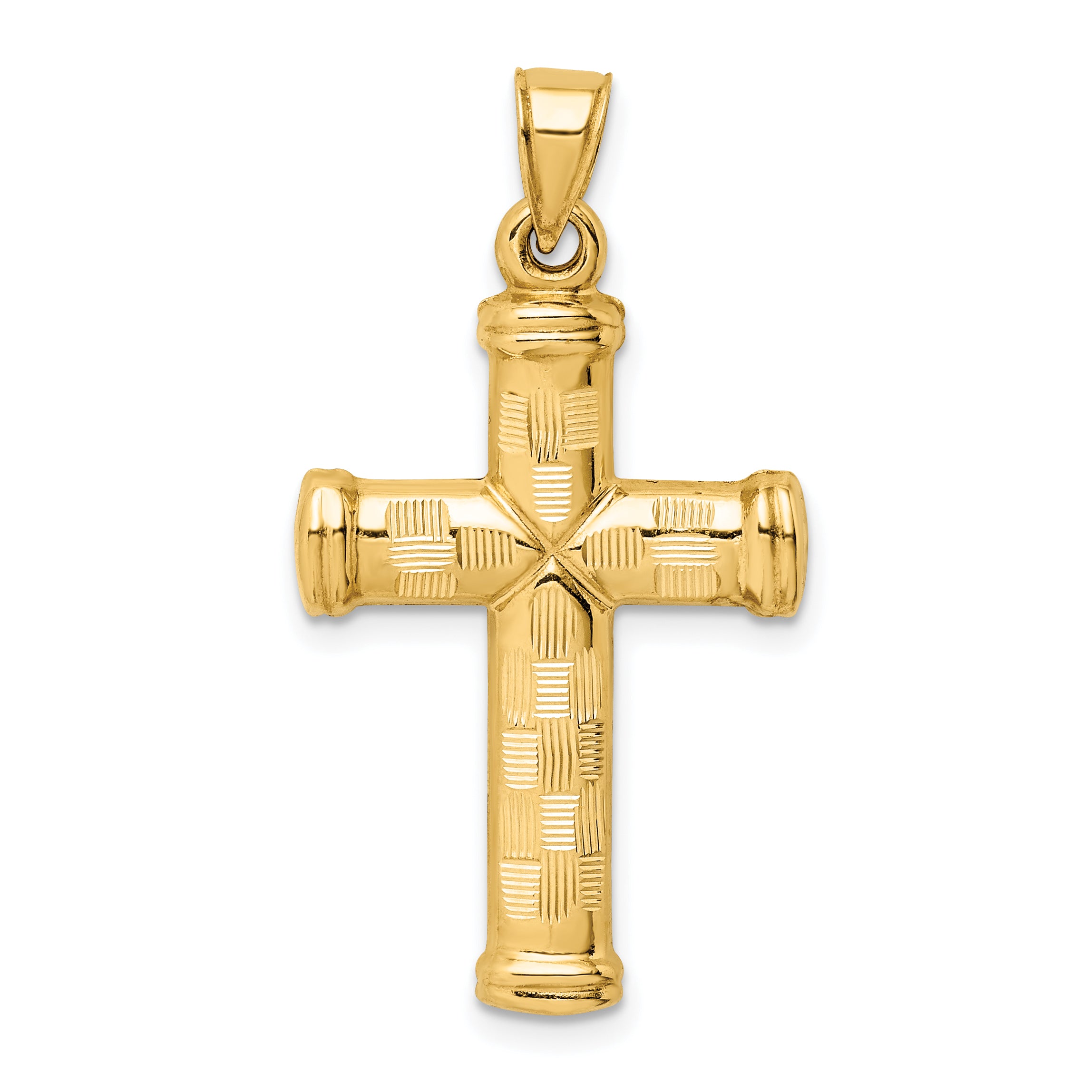 14k Hollow Diamond-cut Cross Pendant Main image