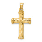 14k Hollow Diamond-cut Cross Pendant