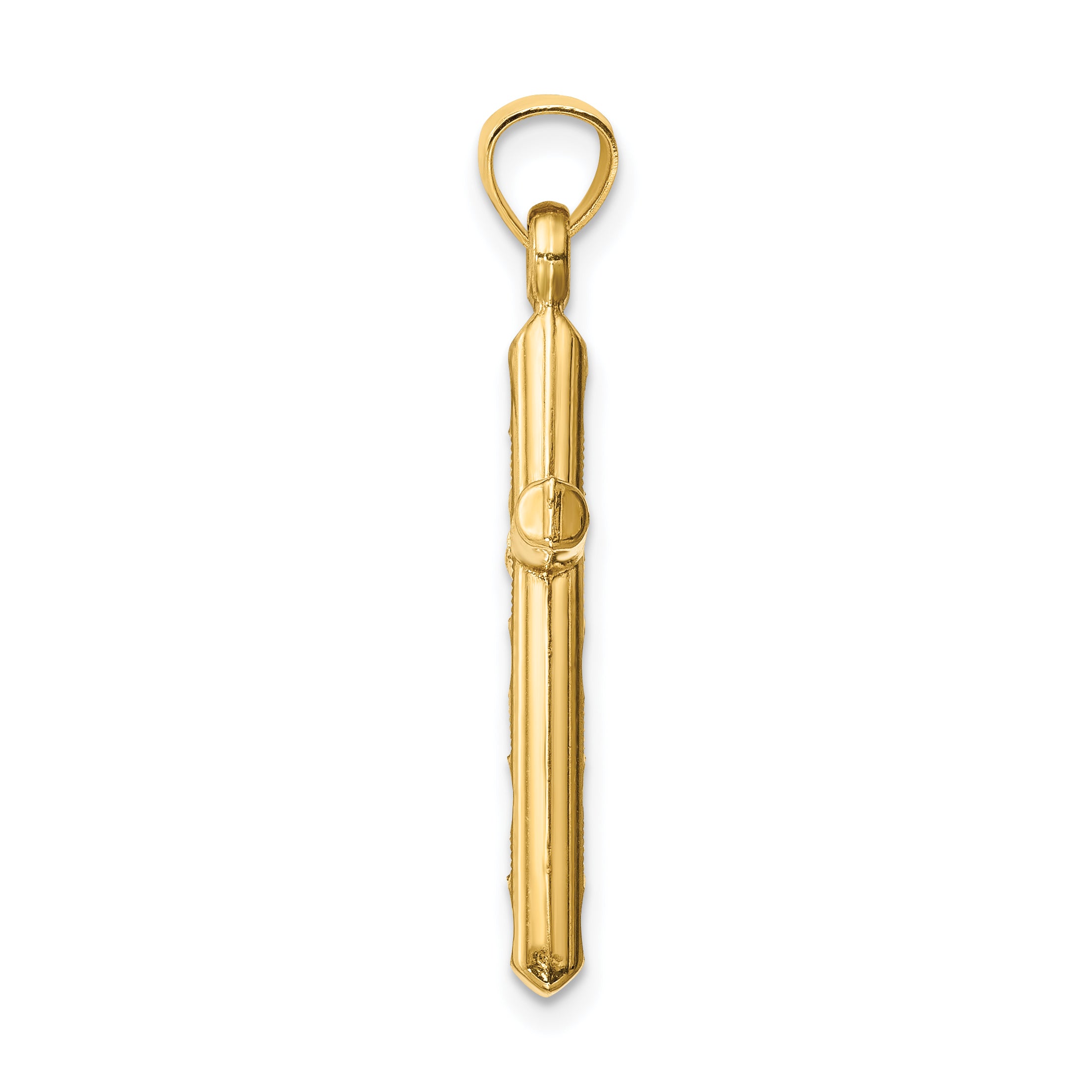 14k Hollow Diamond-cut Cross Pendant