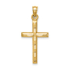 14k Hollow Diamond-cut Cross Pendant
