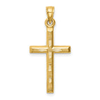 14k Hollow Diamond-cut Cross Pendant