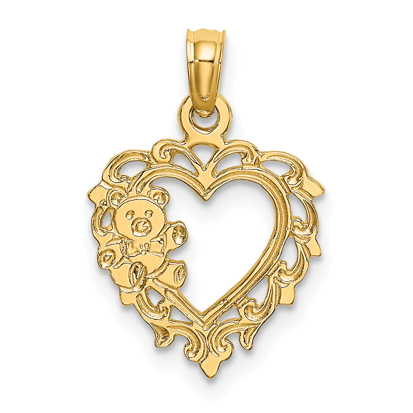 14K Teddy Bear in Heart Charm Main image