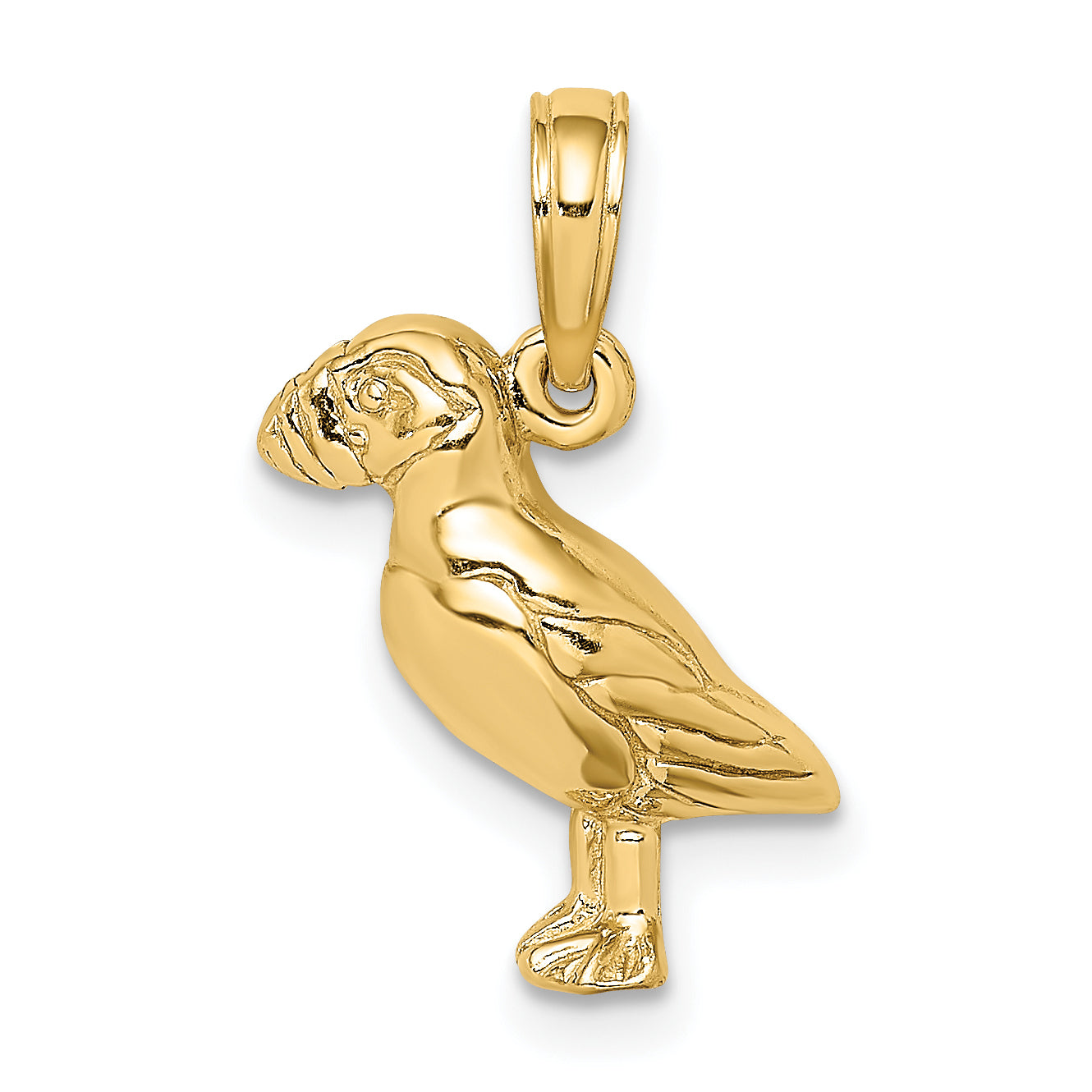 14K 2-D Polished and Textured Puffin Bird Charm Main image