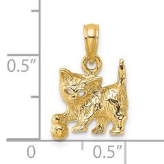 14K Cat with Ball Charm