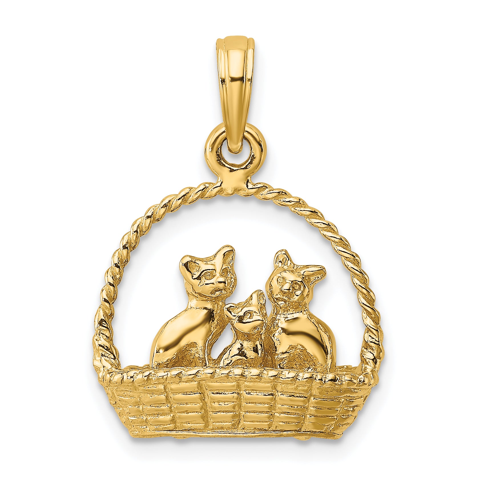 14K 3-D Cats Inside Of Basket Charm Main image