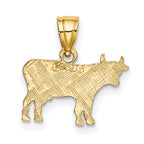 14K Flat and Engraved Cow Charm