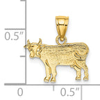 14K Flat and Engraved Cow Charm