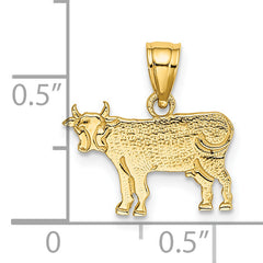14K Flat and Engraved Cow Charm