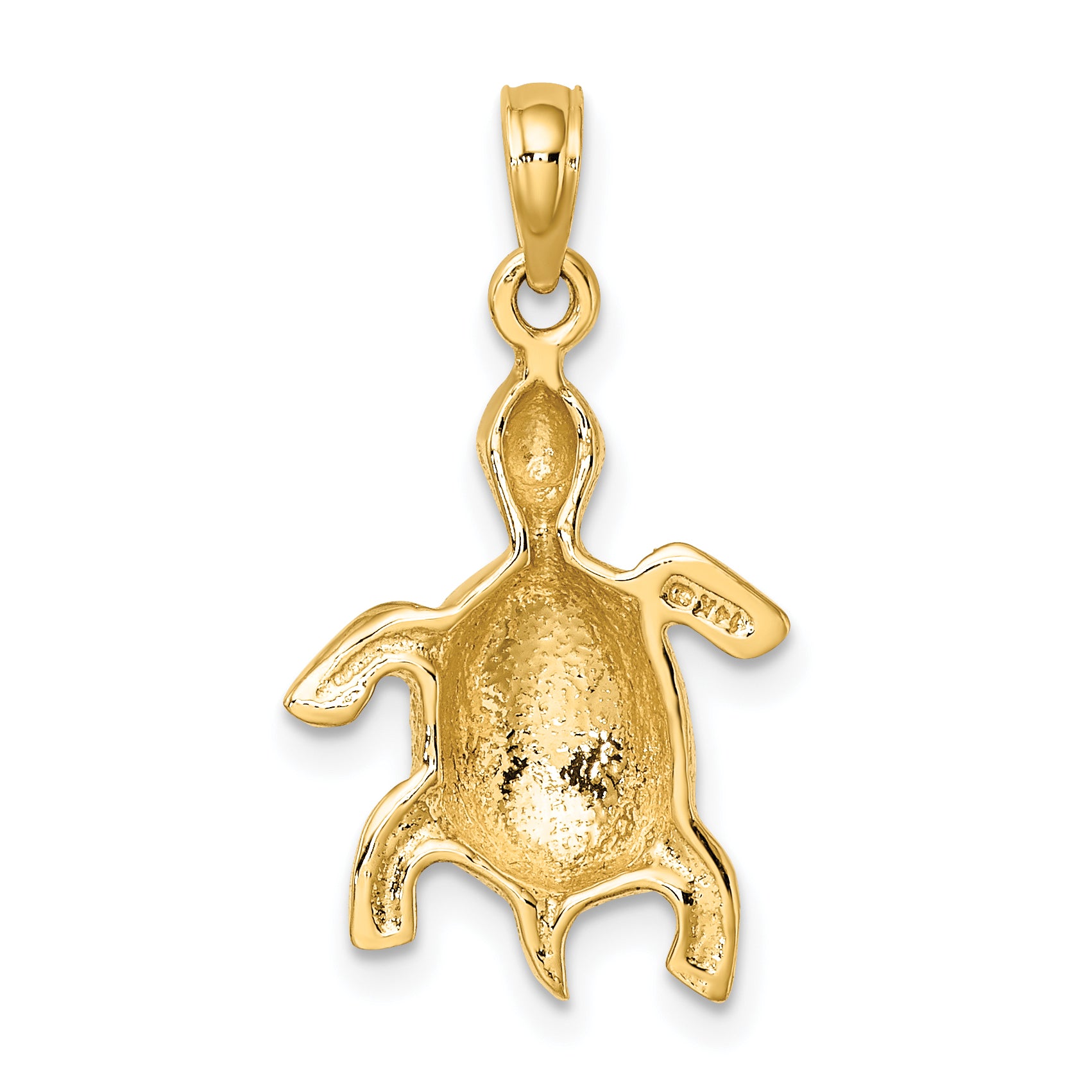 14K Polished Turtle with Textured Shell Charm