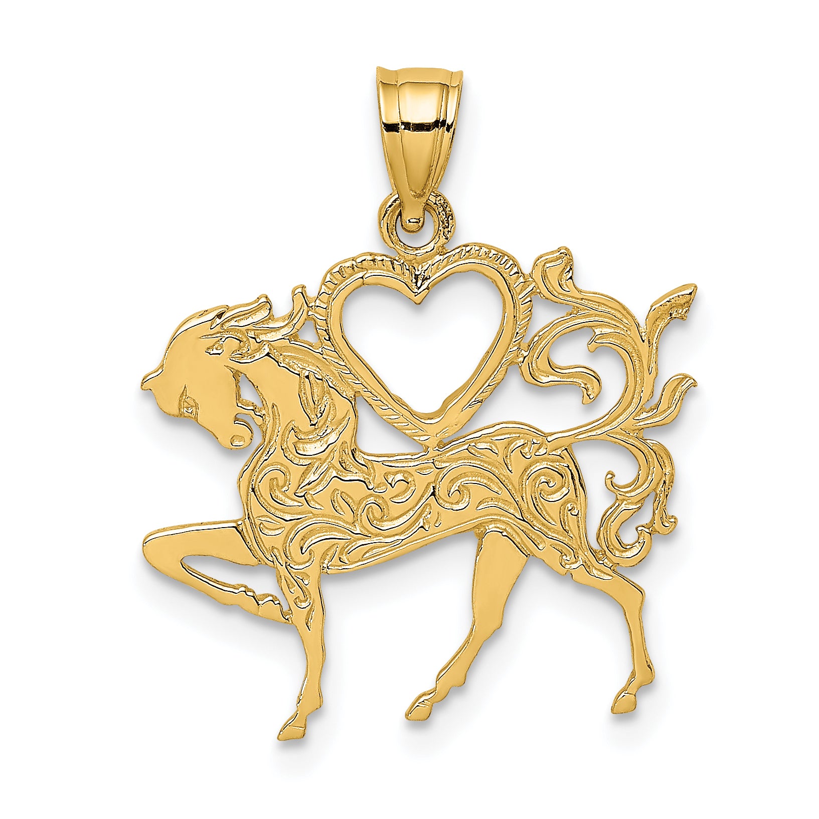 14K Textured Heart and Horse Charm Main image