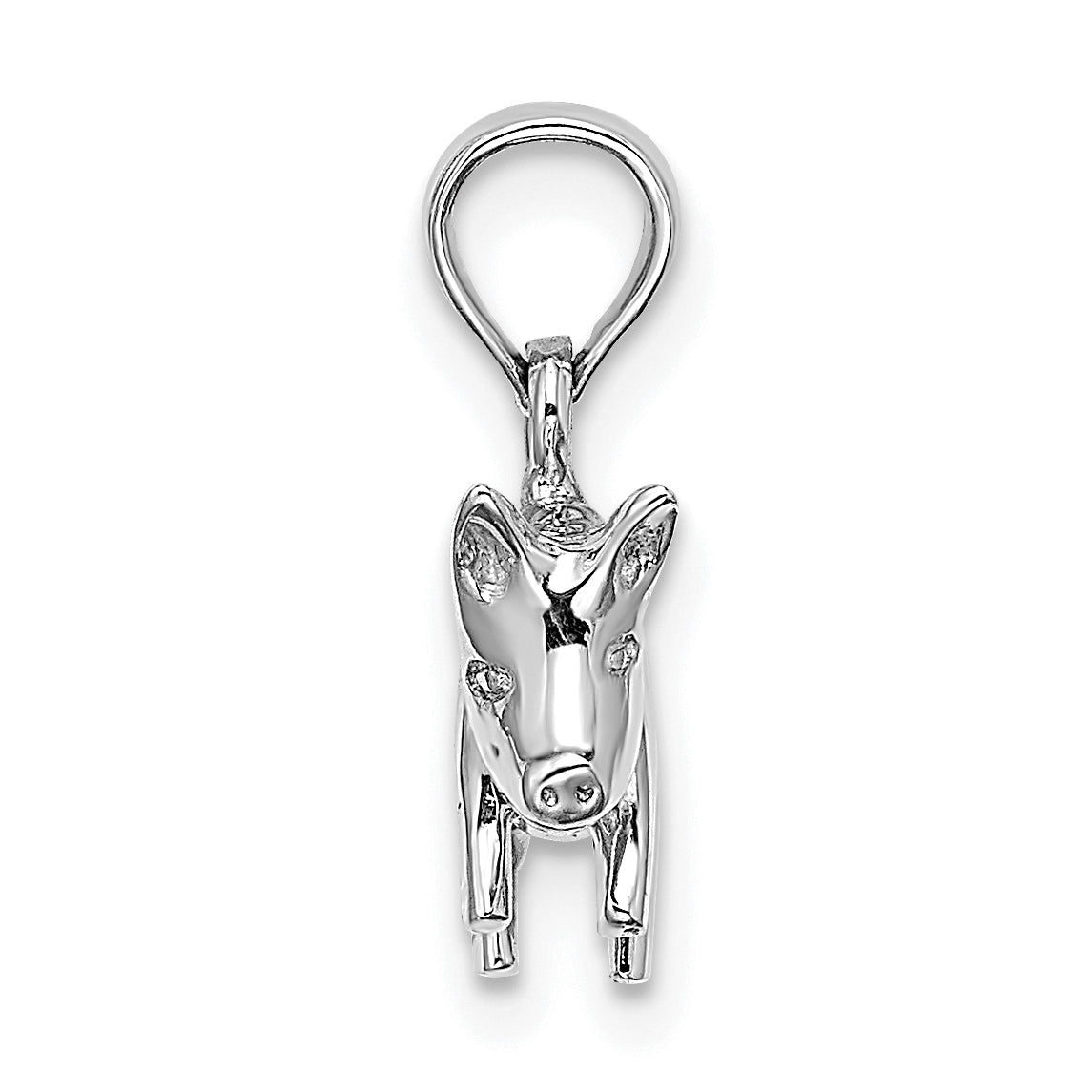 14K White Gold 3-D Polished Pig with Curly Tail Charm Secondary image
