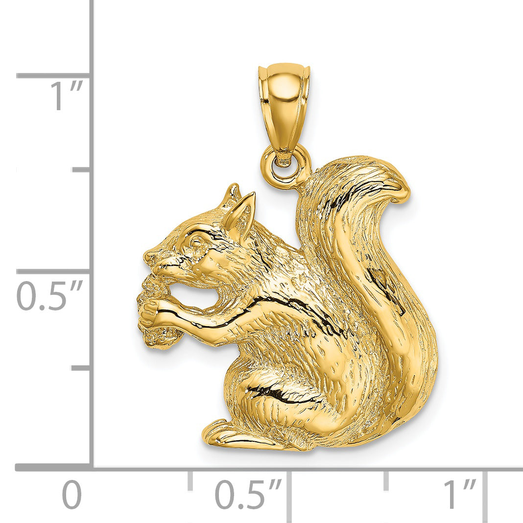 14K Textured Sitting Squirrel Charm