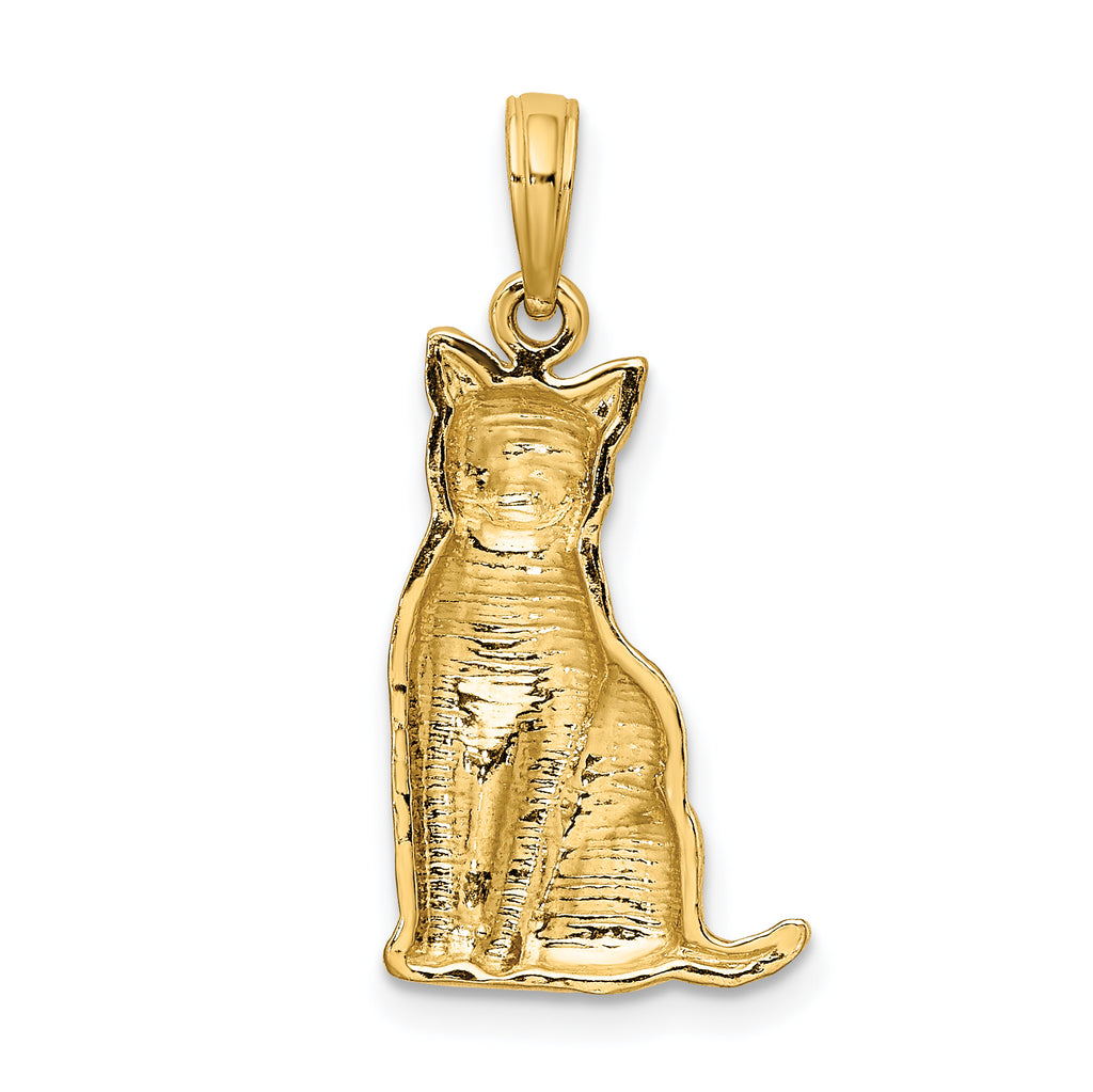 14K Textured Sitting Cat Charm