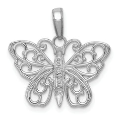 14K White Gold Filigree Butterfly Charm