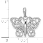 14K White Gold Filigree Butterfly Charm