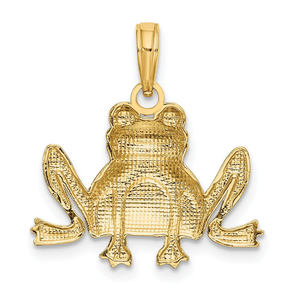 14K Textured Sitting Frog Charm