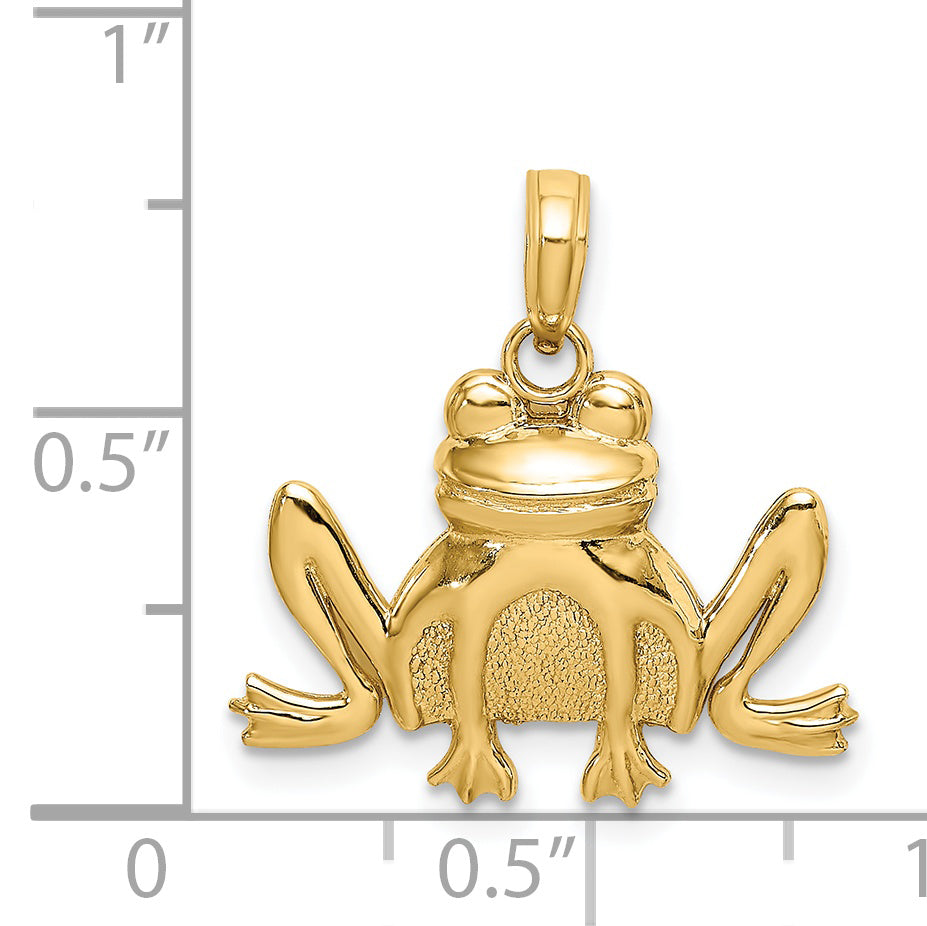 14K Textured Sitting Frog Charm