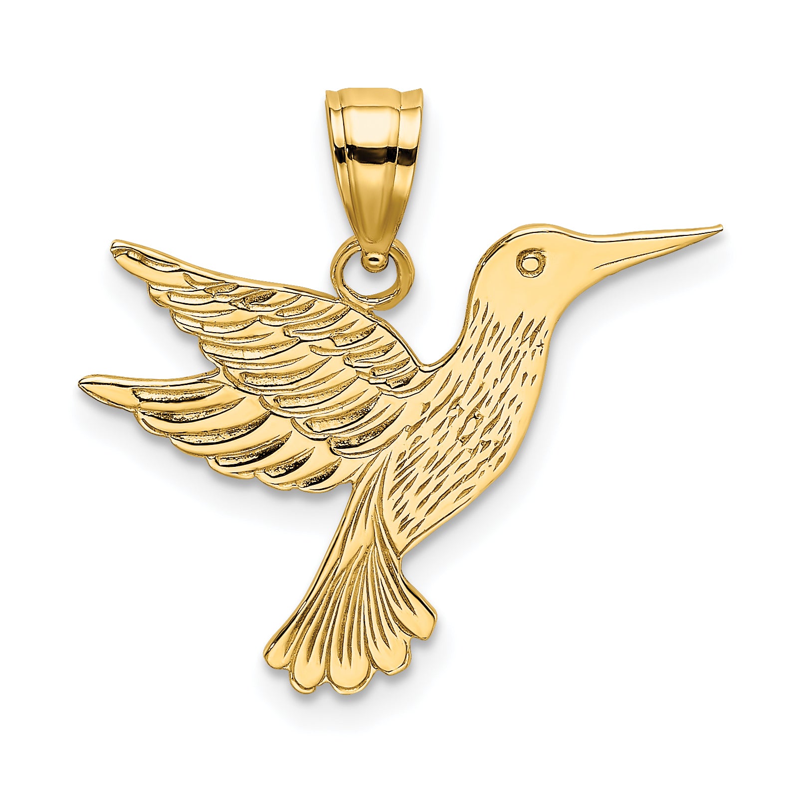 14K Polished and Engraved Hummingbird Charm Main image