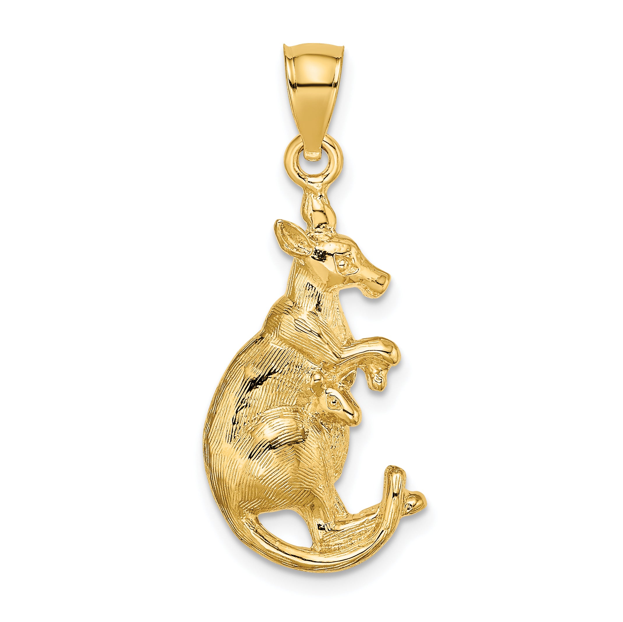 14K 2-D Kangaroo with Baby in Pouch Pendant Main image