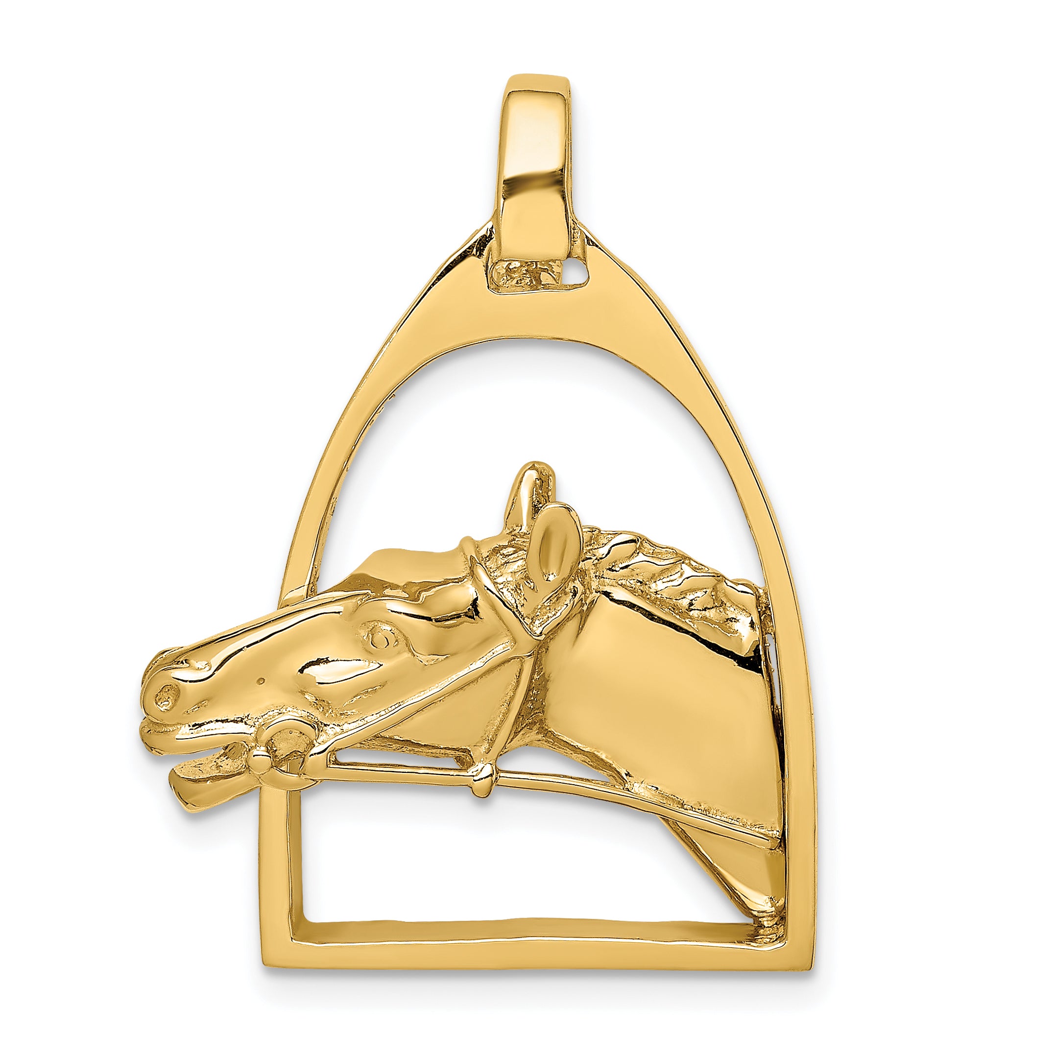 14K Polished Horse Head in Stirrup Charm Main image