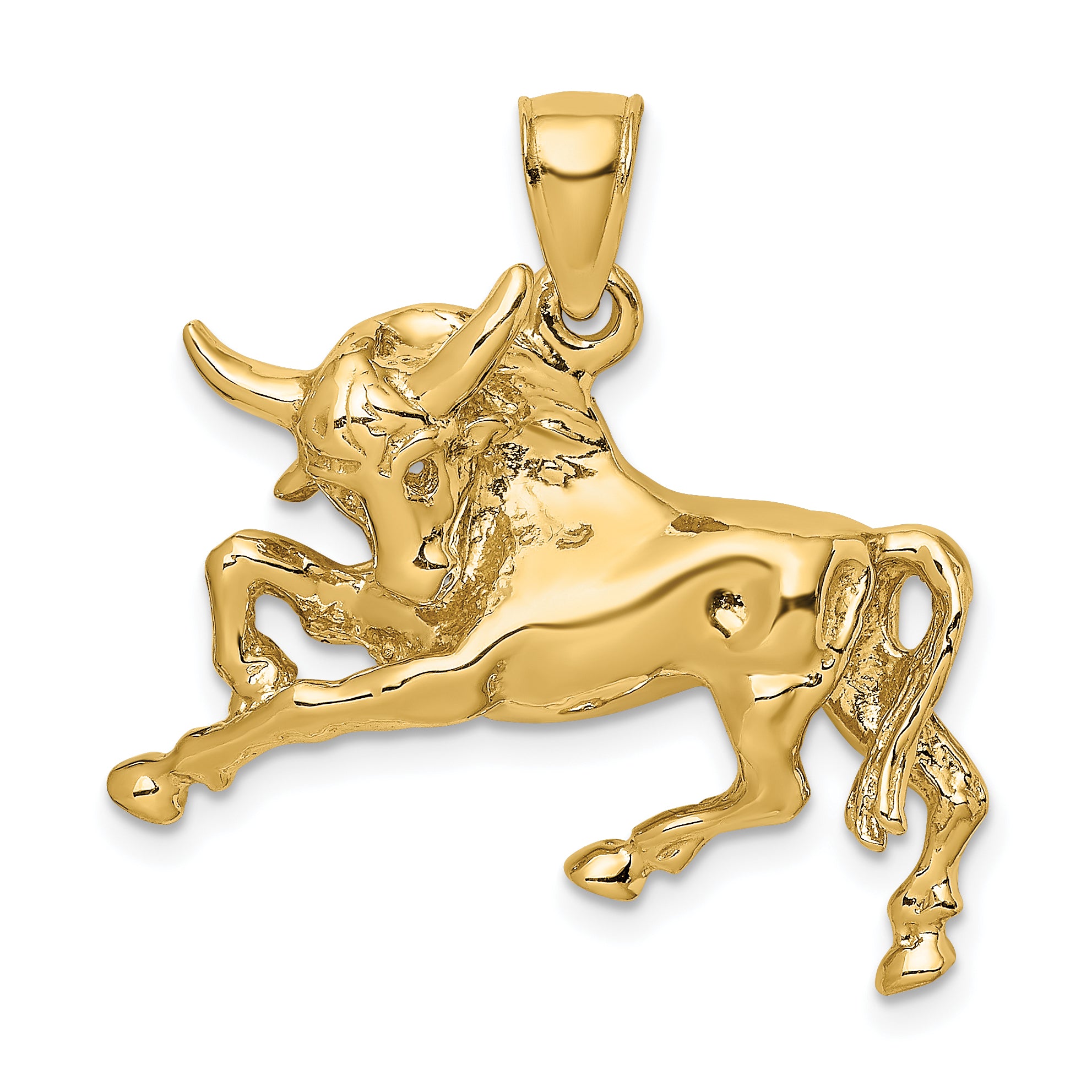 14K Polished Raging Bull with Horns Charm Main image