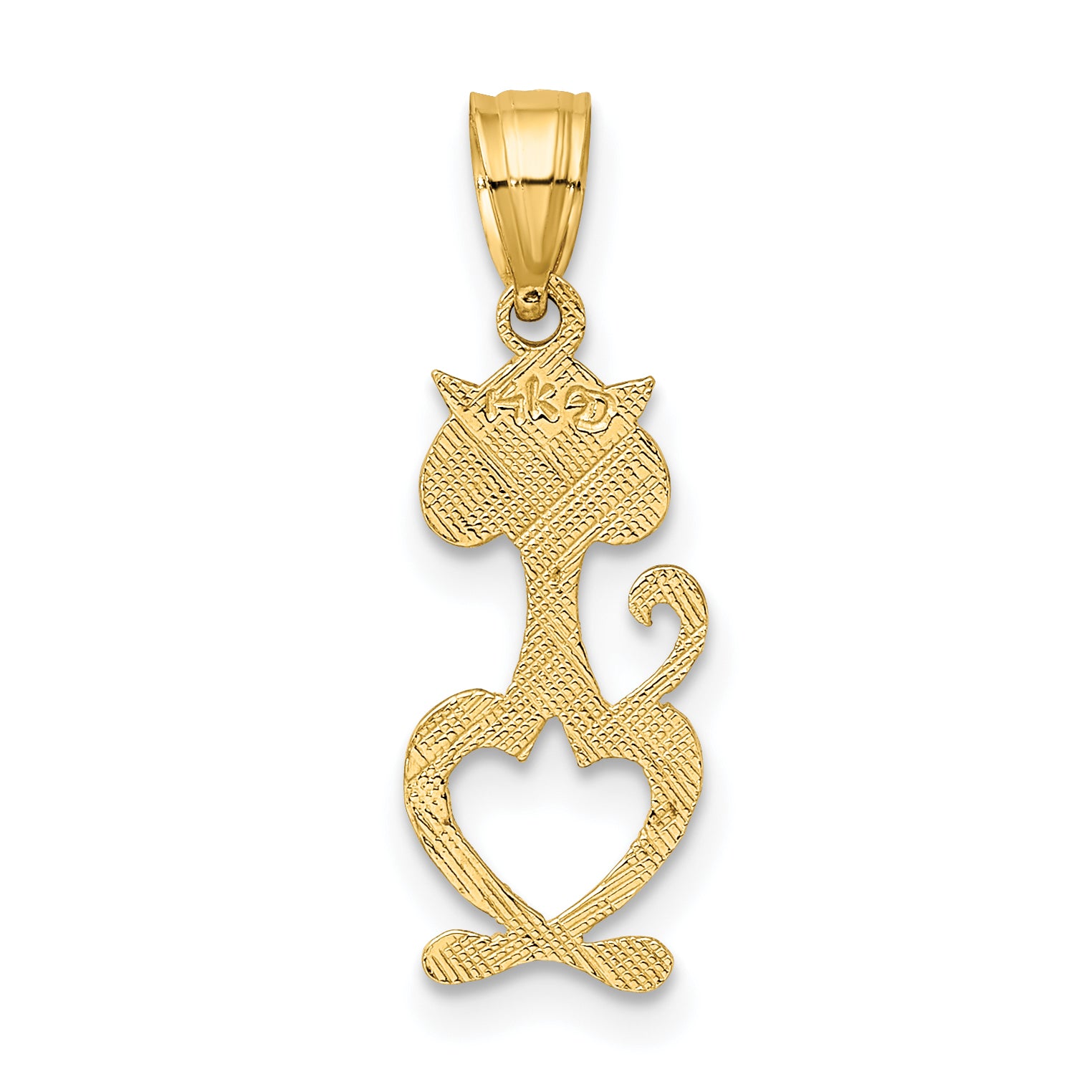 14K Cut-Out Engraved Cat Charm
