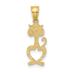 14K Cut-Out Engraved Cat Charm
