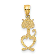 14K Cut-Out Engraved Cat Charm