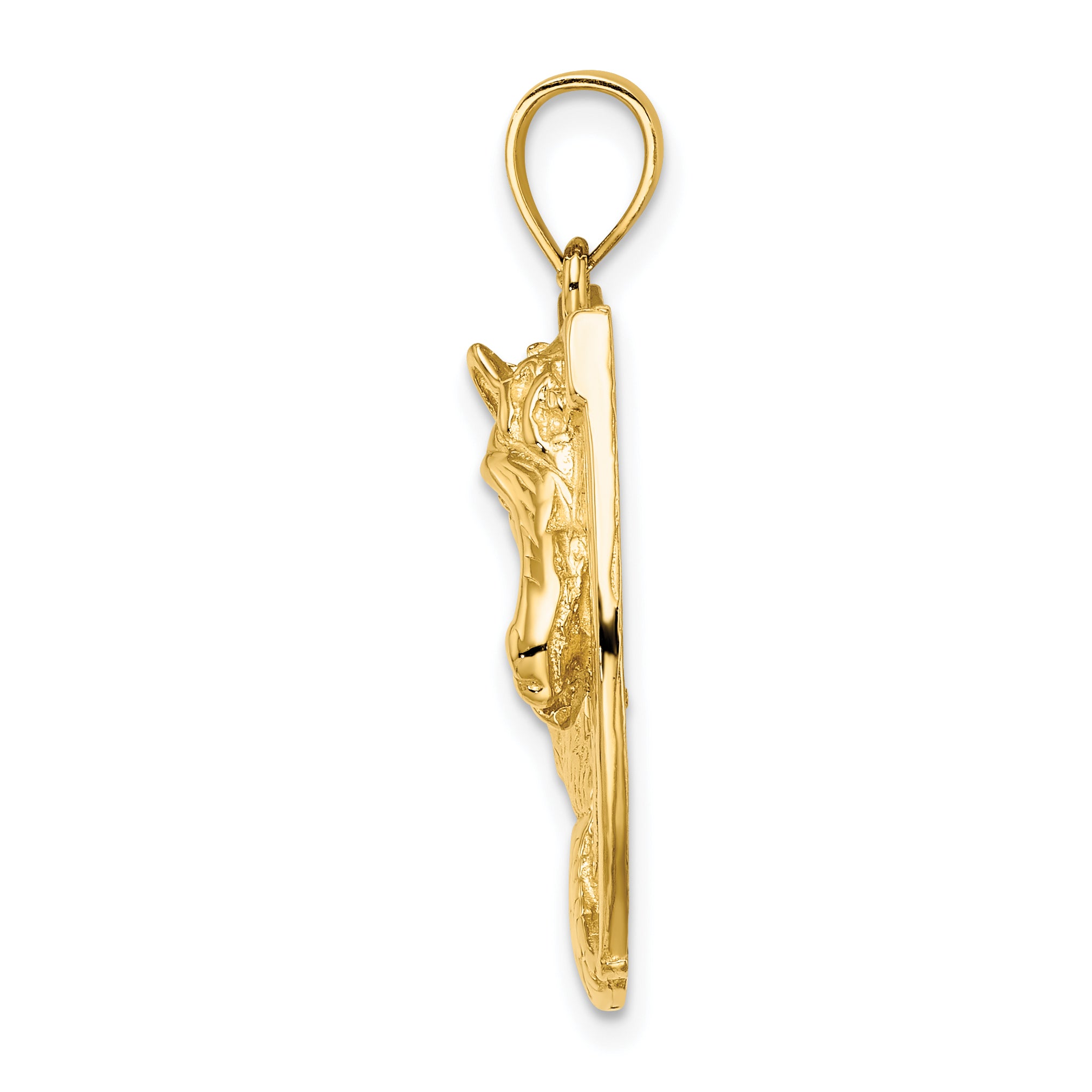 14K Polished and Engraved Horse Head In Shoe Charm Secondary image