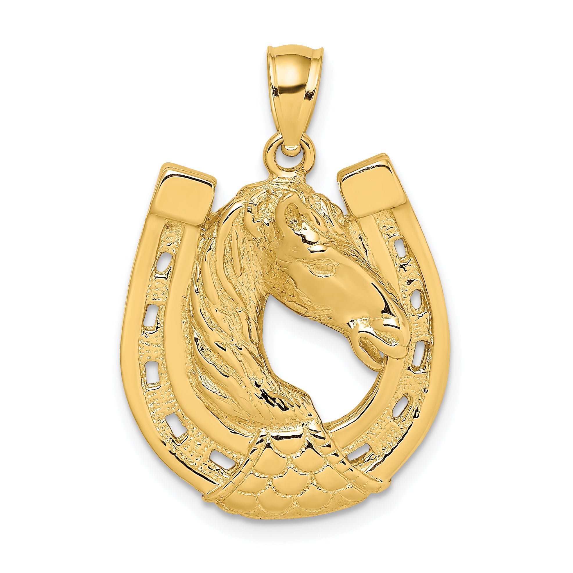 14K Polished and Engraved Horse Head In Shoe Charm Main image