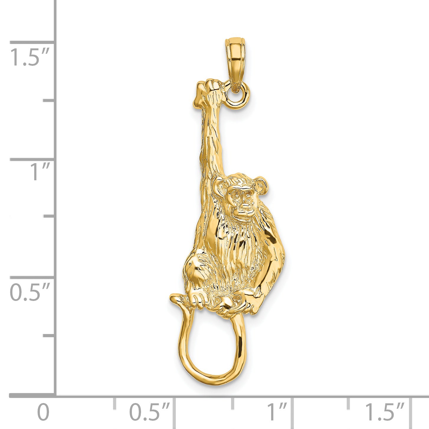 14K 2-D Textured Hanging Monkey Charm