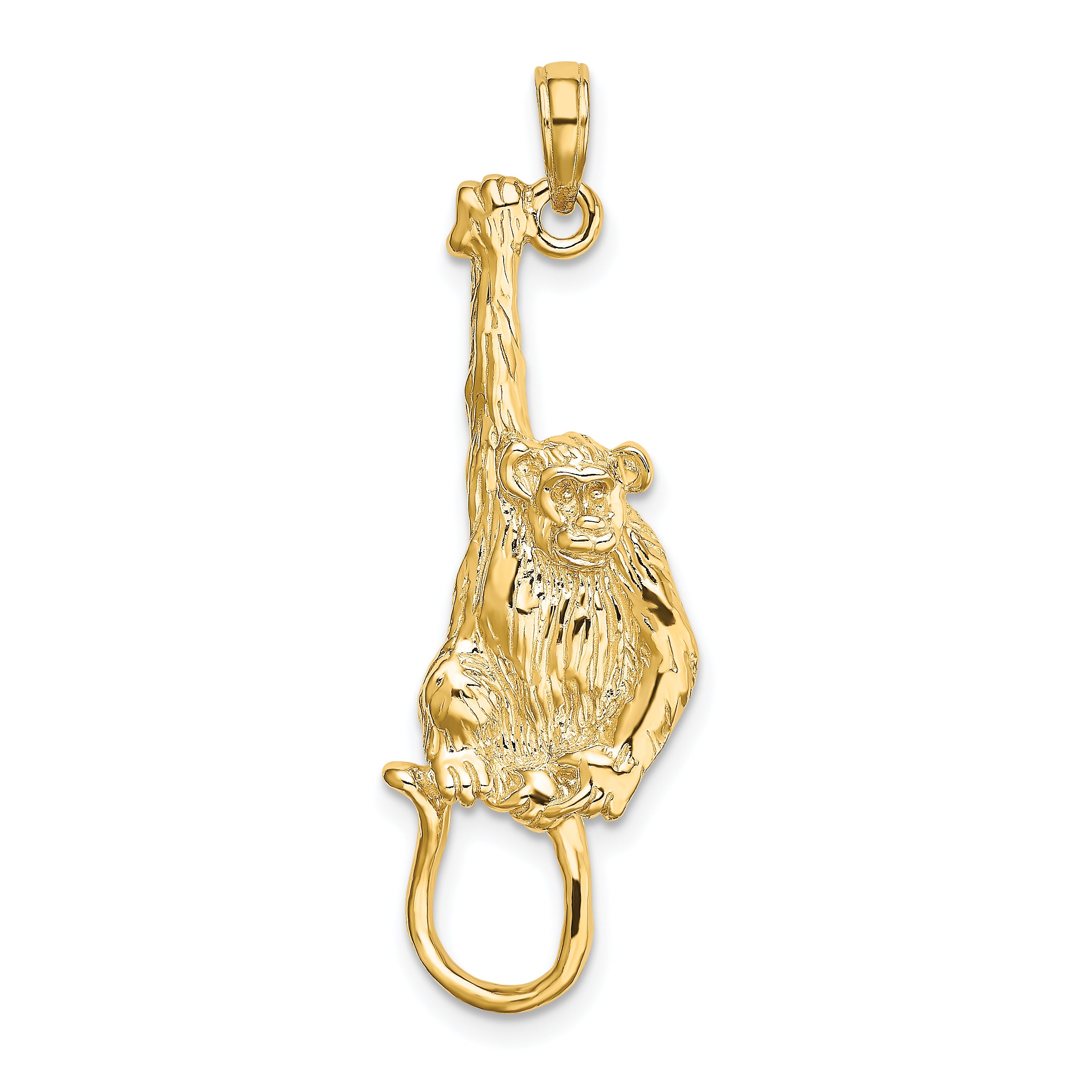 14K 2-D Textured Hanging Monkey Charm Main image
