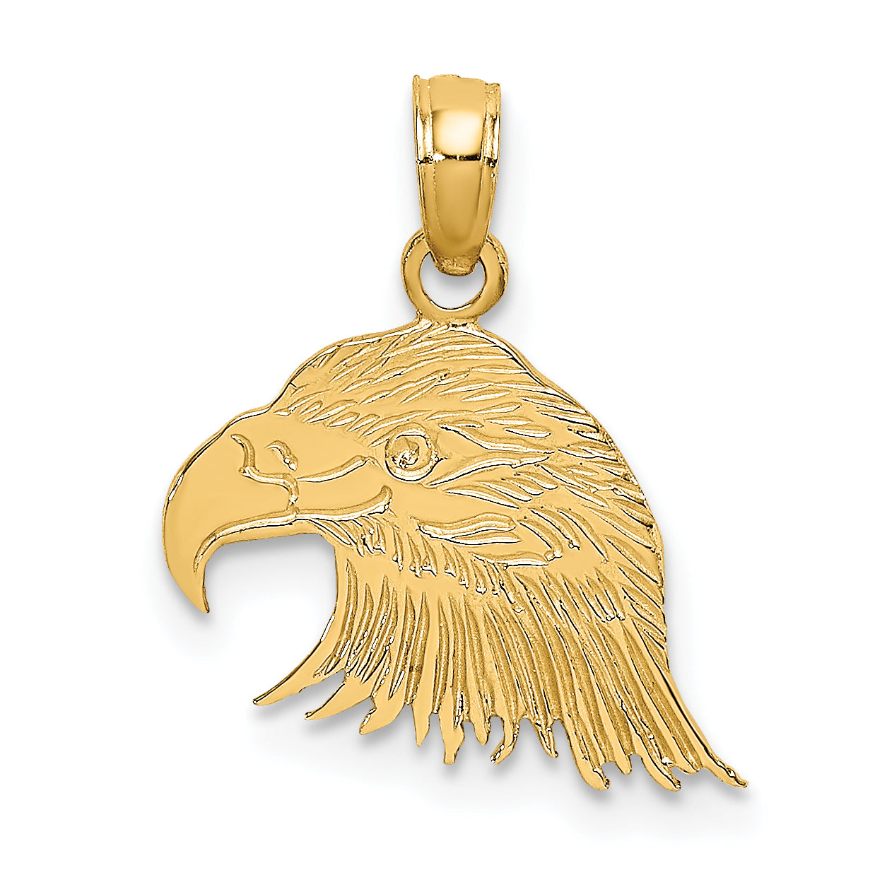 14K Engraved Flat Eagle Head Charm Main image