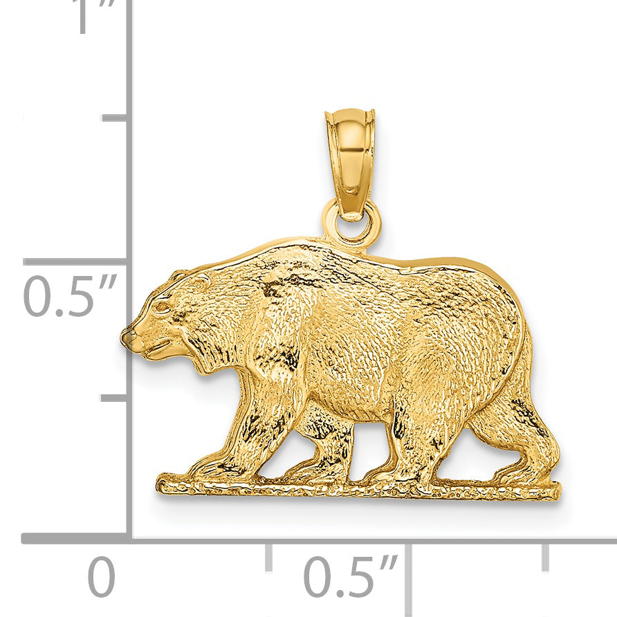 14K Textured Bear Charm
