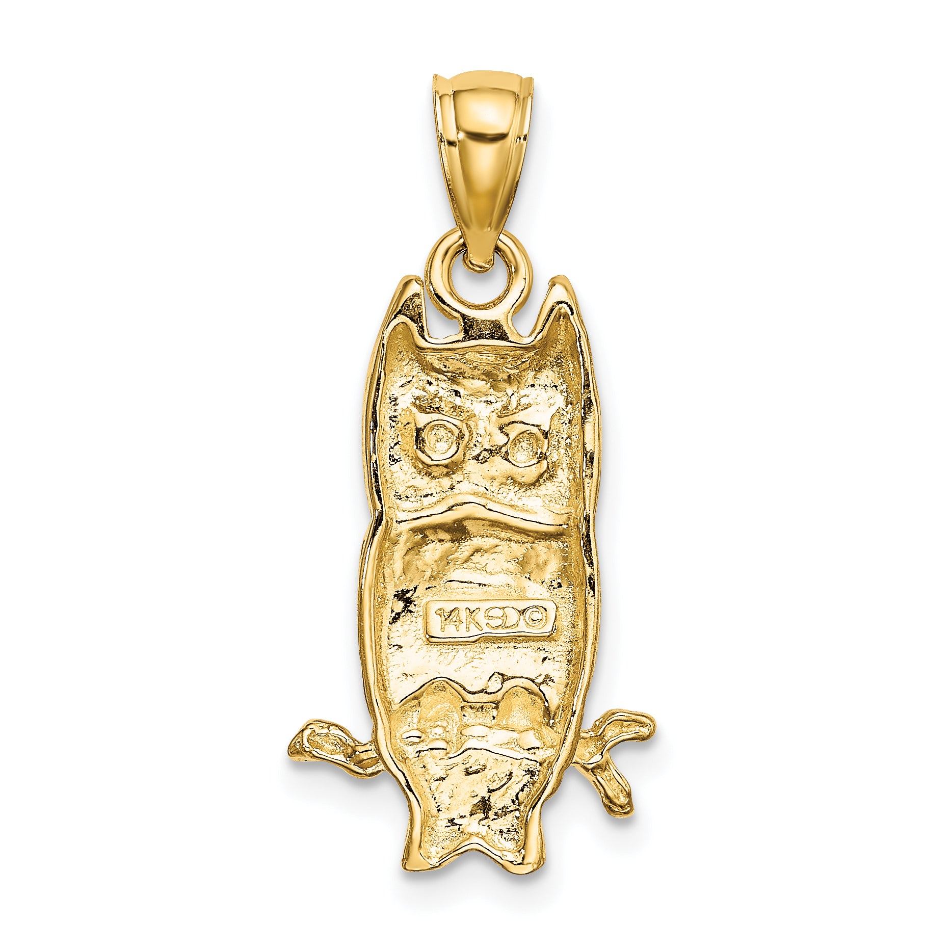 14K Textured Owl Charm