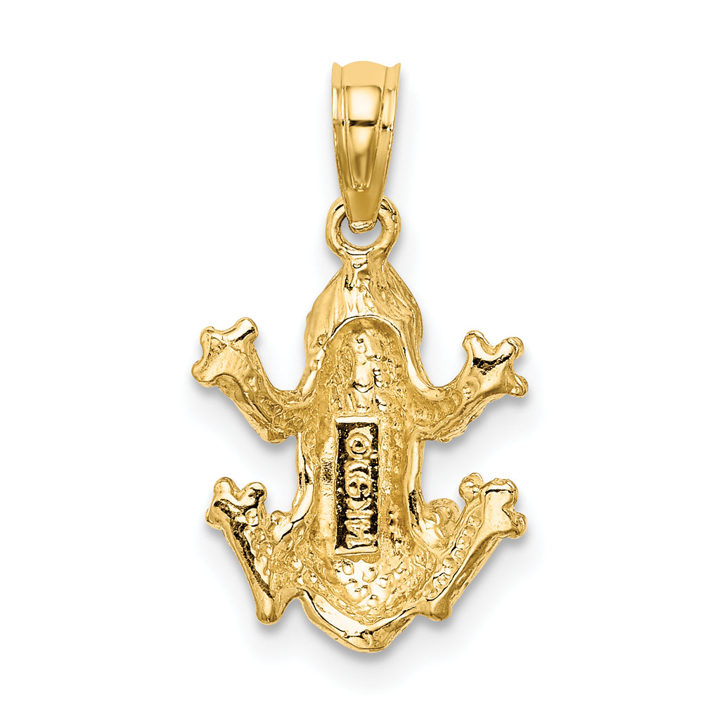 14K 2-D Textured Top View Frog Charm