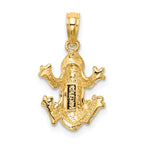 14K 2-D Textured Top View Frog Charm