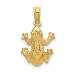 14K 2-D Textured Top View Frog Charm