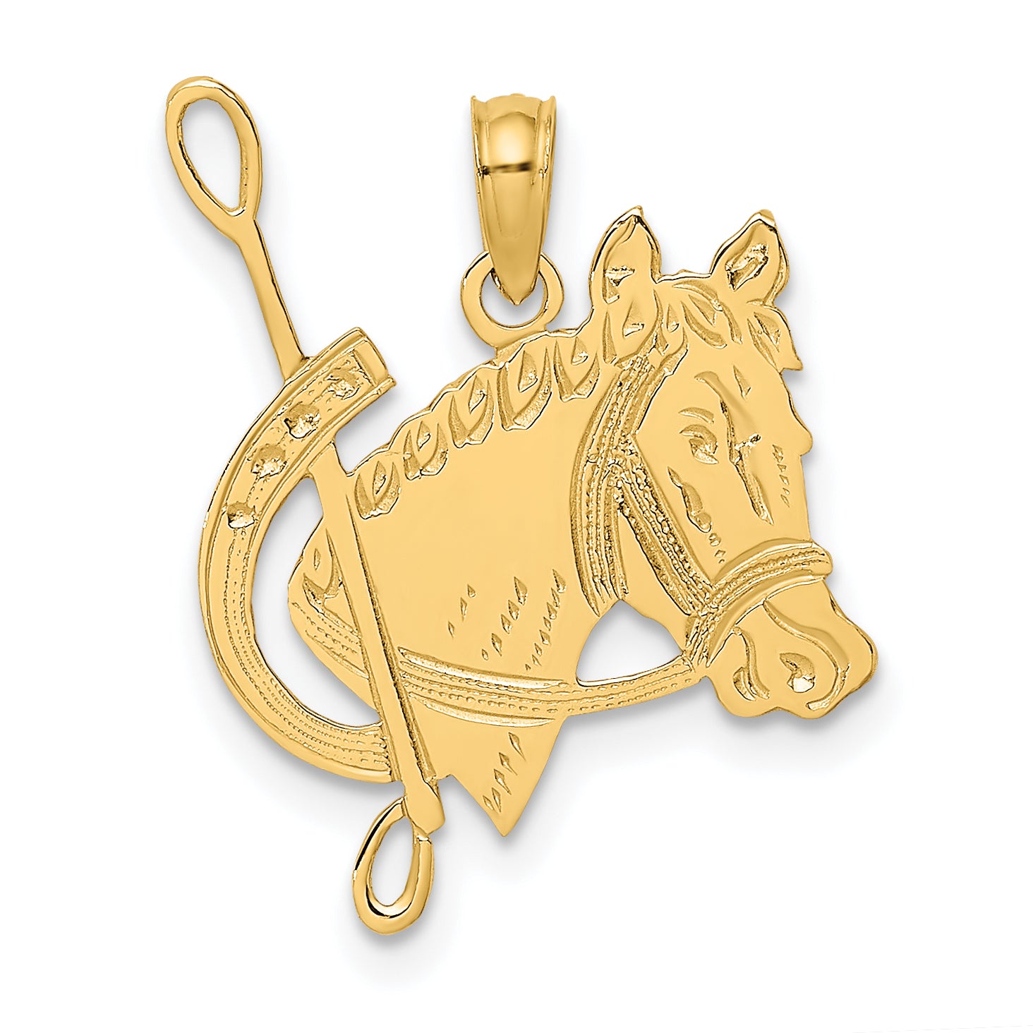 14K Textured Horse Head and Shoe Charm Main image